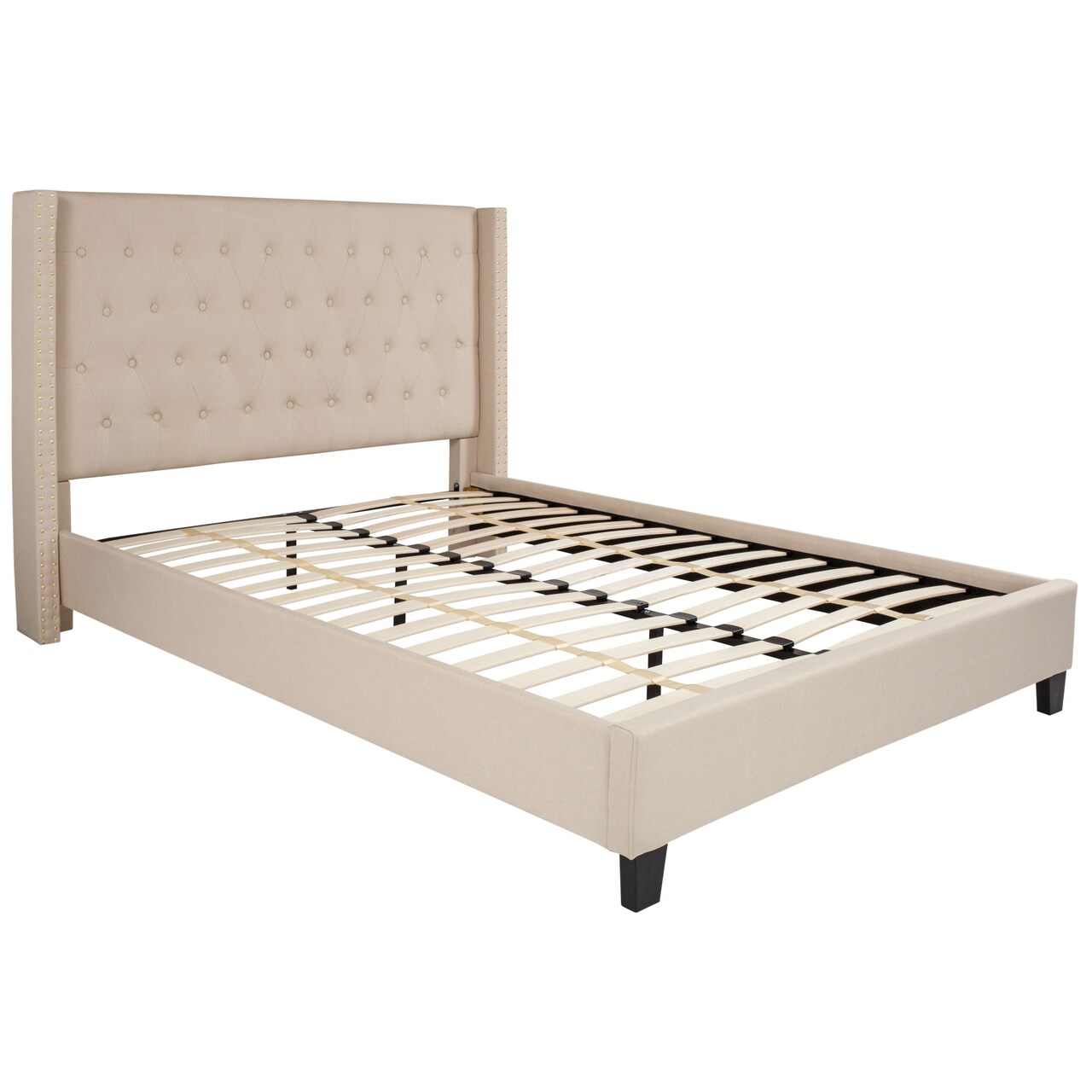 Merrick Lane Chenoa Upholstered Platform Bed with Button Tufted Headboard